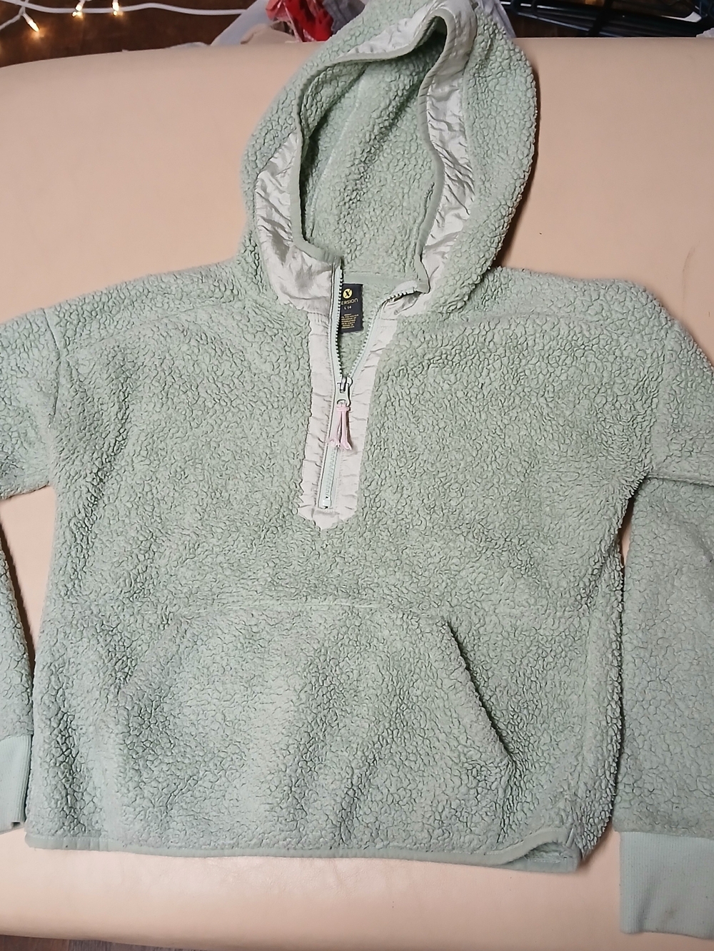 Cozy Fleece Hooded Pullover Sweater - Light Mint Ladies Large Fall Jacket Warm
